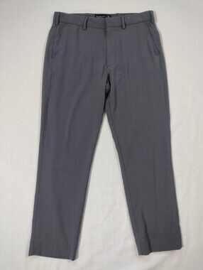 Abercrombie & Fitch Gray Flat Front Relaxed Straight Trouser Ankle Length